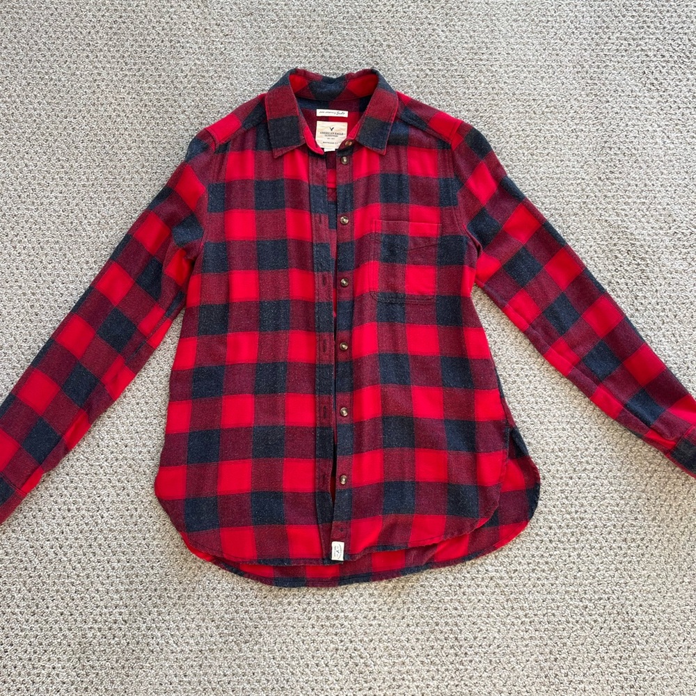Red and Charcoal Plaid Women’s Shirt